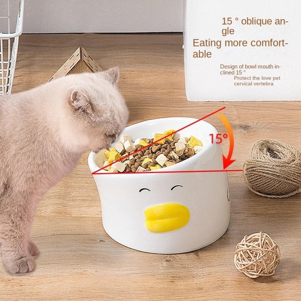 Slanted Mouth Ceramic Cat Bowl Anti Black Chin Creative Cat Bowl Anti-Tipping Bowl Pet Feeding