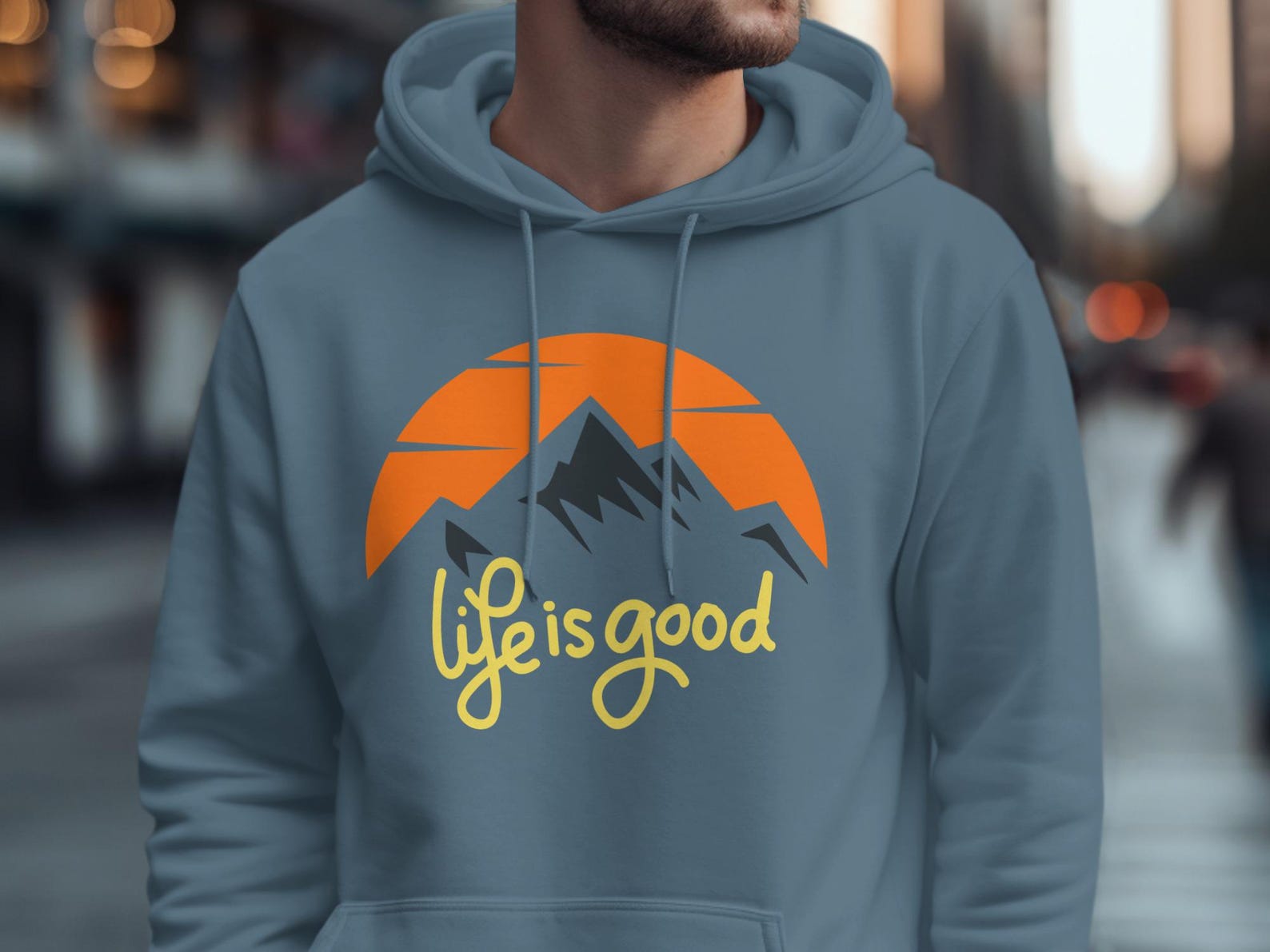Life Is Good Mountain Graphic Tee, Minimalist Nature Adventure Shirt 4XL