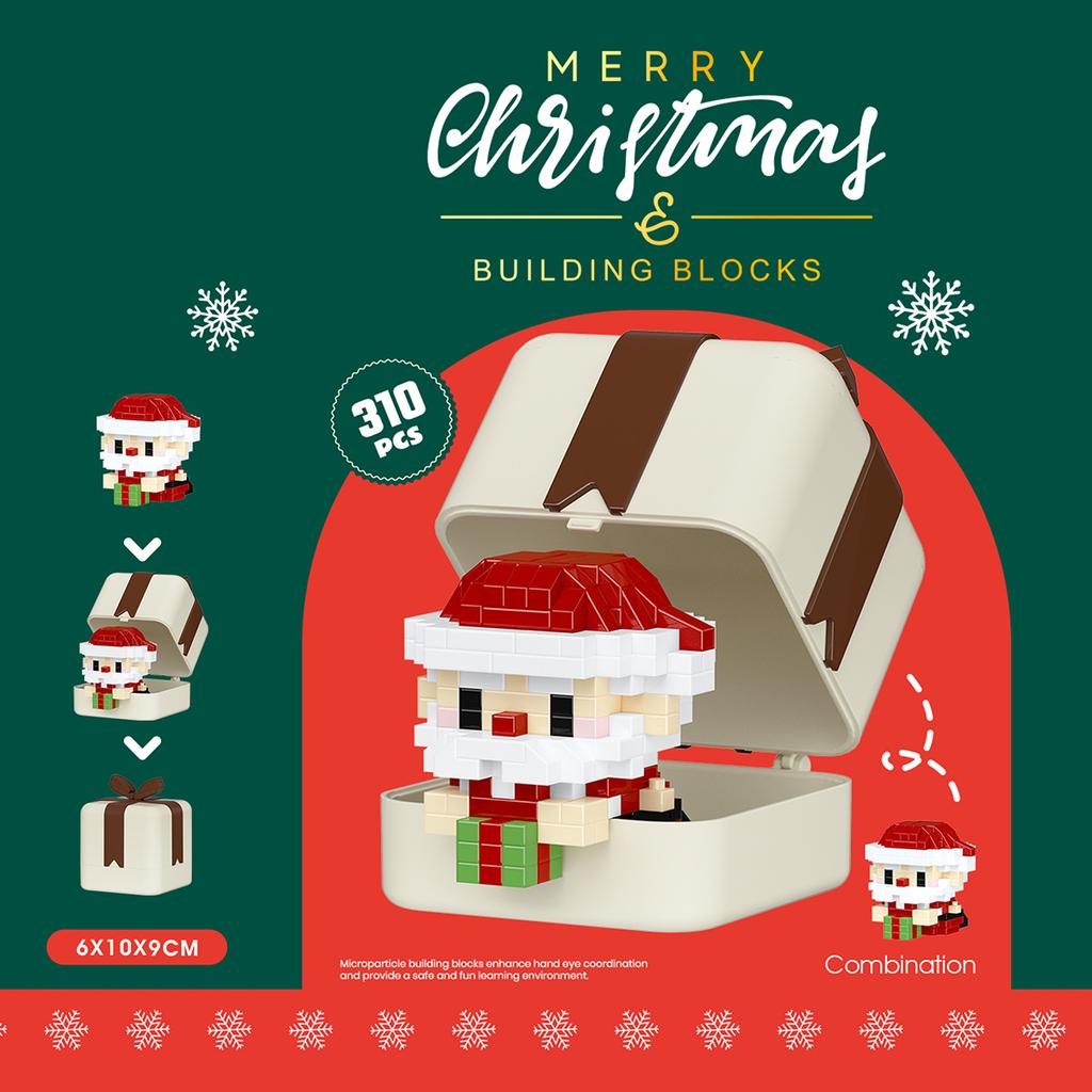 Non-Toxic Christmas Gift Box Kids Toys Building Blocks Santa Claus Elk Snowman Mini Bricks Christmas Decorations