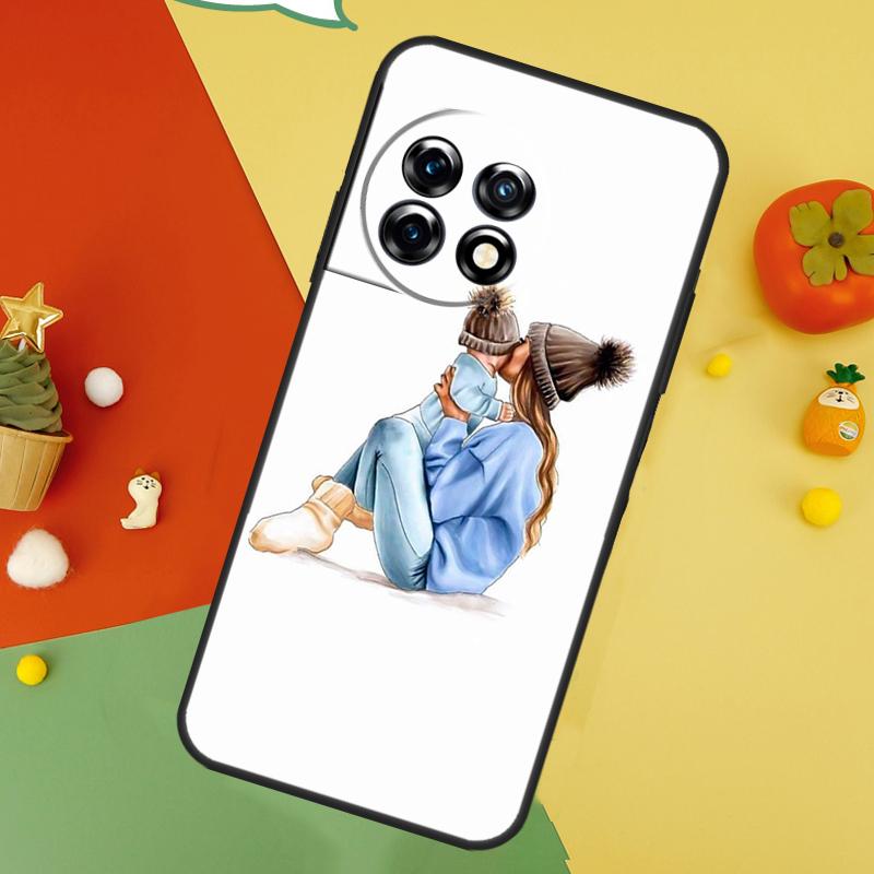 Baby Mama Tochter Mädchen Sohn Papa Rückseite für OnePlus 13 15 13R 13T 12 12R 11 10 10T 8T Nord 5 CE 4 2 3 Lite N20 N30 Hülle