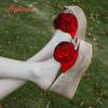 Fashion Aphixta 9cm Platform Wedge Slippers Women Shoes Clog Riband Rose Flowers Sandals Girls Flip Flop Slides Pantoufle Femme