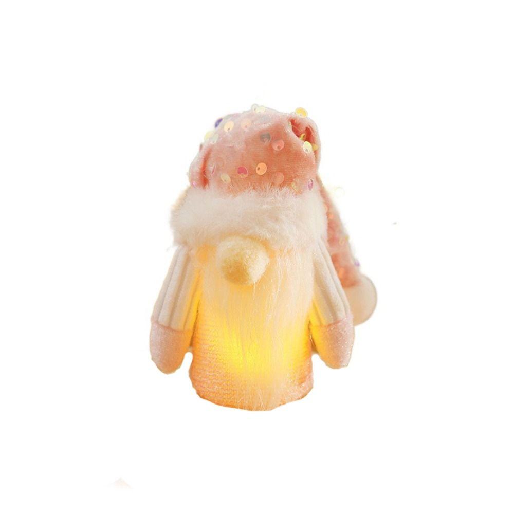 Pink Christmas Tree Pendant Creative Christmas Doll Glowing Faceless Santa Claus  Holiday