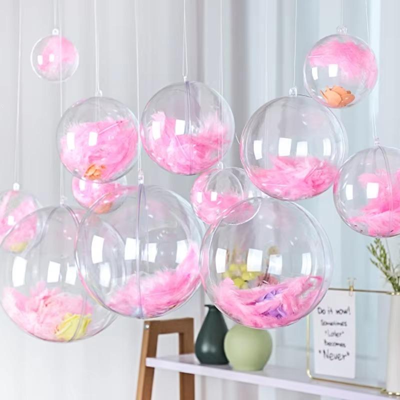 20/1pcs Plastic Christmas Transparent Balls Xmas Tree Hanging Hollow Ball Ornaments for Home Wedding Party Decoration Gifts Box