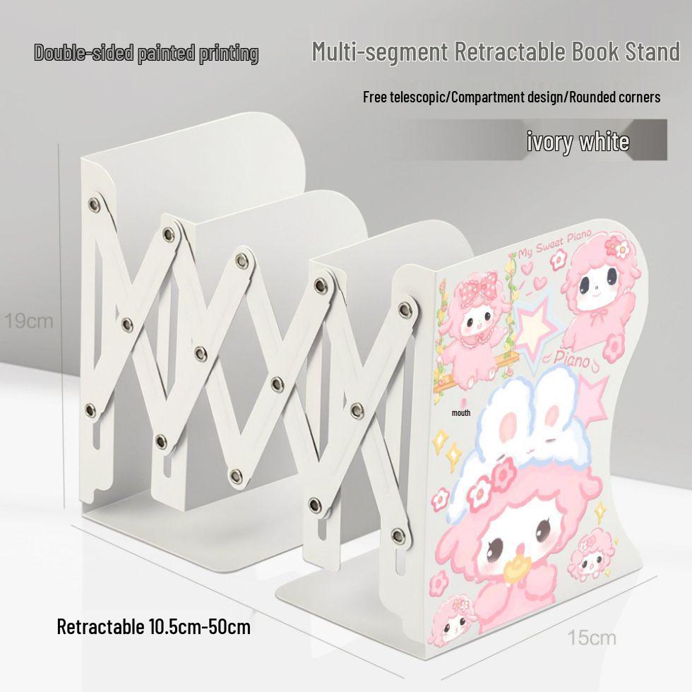 Little Sheep Cartoon Piano Desktop Organizer: Retractable Folding Bookshelf & Thickened Book Clip for Students