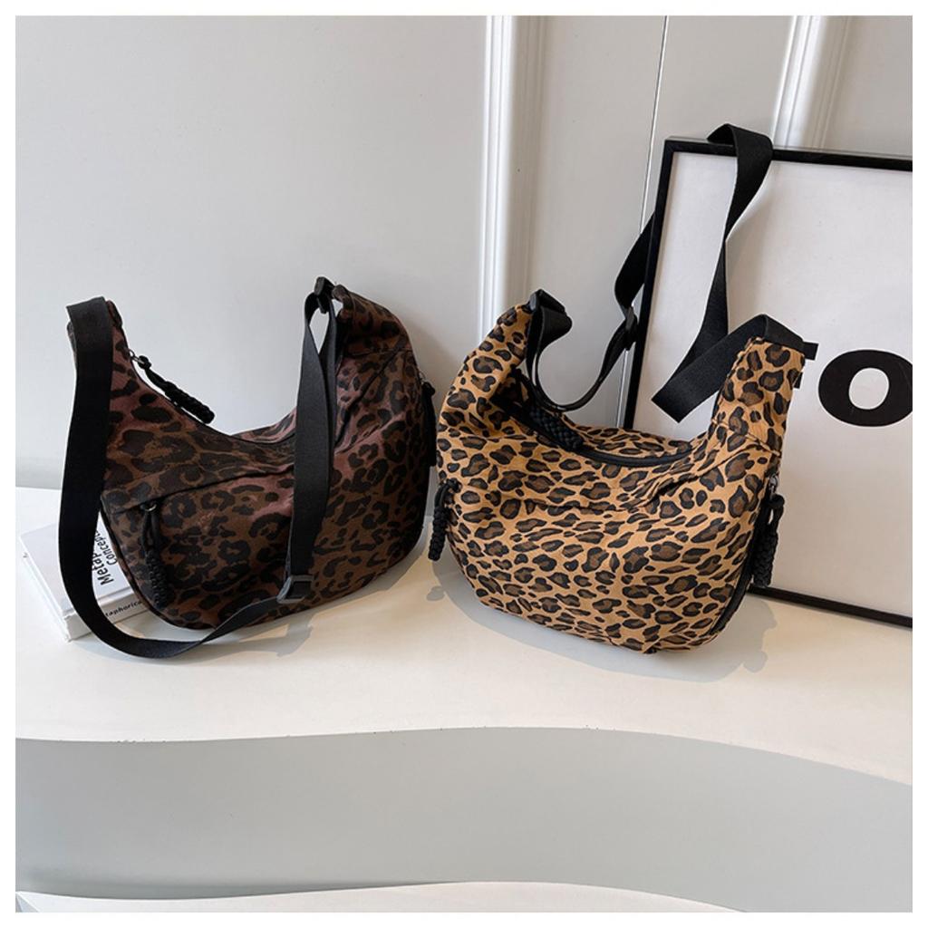 Leopardenmuster Leinwand Knödeltasche, Sportlicher Stil, Lässige und Vielseitige Beliebte Stofftasche, Tragbare und Modische Einzel-Schulter Crossbody-Tasche