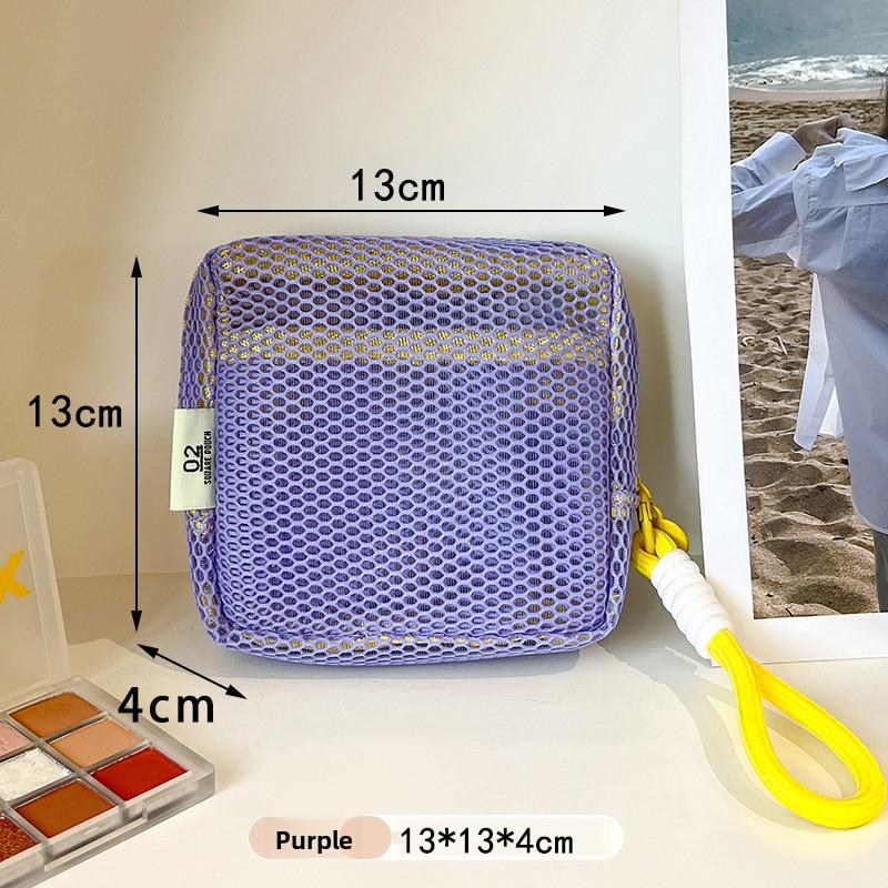 

Кольорова портативна сітчаста сумка для зберігання на блискавці - Міцний органайзер для макіяжу, ювелірних виробів та необхідних речей для подорожей - Легка та компактна косметичка