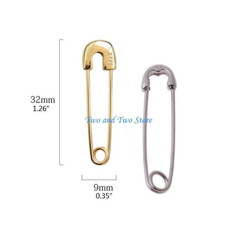HX6F Fashion Silver Safety Pin Ear Studs All-match Pin Studs Earrings Jewelry Gifts for Men Women Family Friend