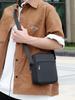 Men's Black Oxford Cloth Crossbody Bag with Printed Logo