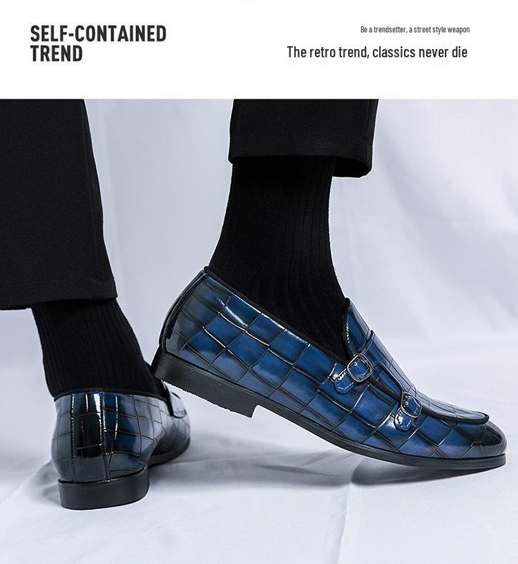 Men's Plus Size Leather Monk Loafers: Double-Stitched, Casual, Sizes 38-48, Perfect for Weddings