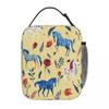 Fresh Flower Wild Horse Pattern Insulated Lunch Bag for Kids School Cooler Thermal Food Box Tote Leakproof Lunch Boxes Container