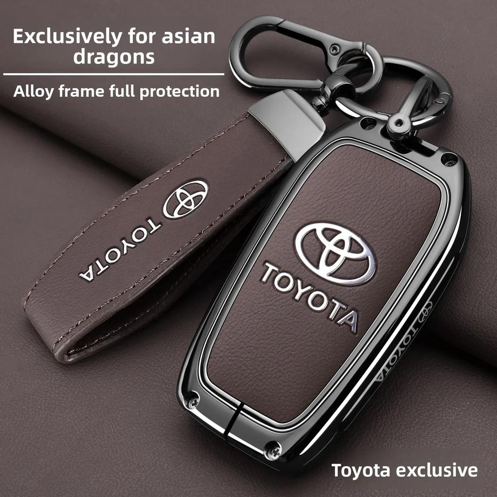 Zinc Alloy Leather Car Key Case Cover Shell for Toyota CHR Hilux Fortuner Land Cruiser 200 Camry Corolla Crown RAV4 Highland