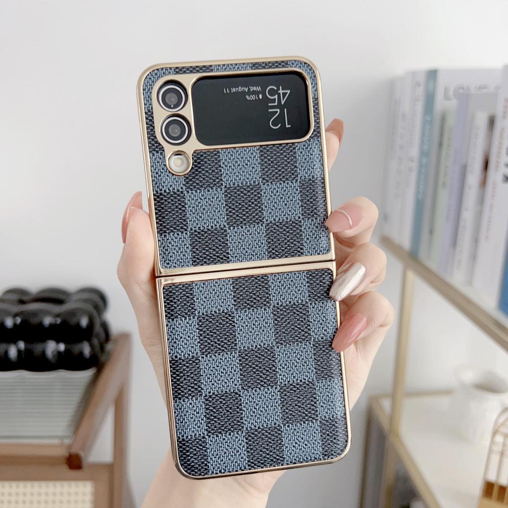Samsung Z Flip7 Składane Etui Ochronne z Wzorem Kratki Odporne na Upadki dla Z Flip6