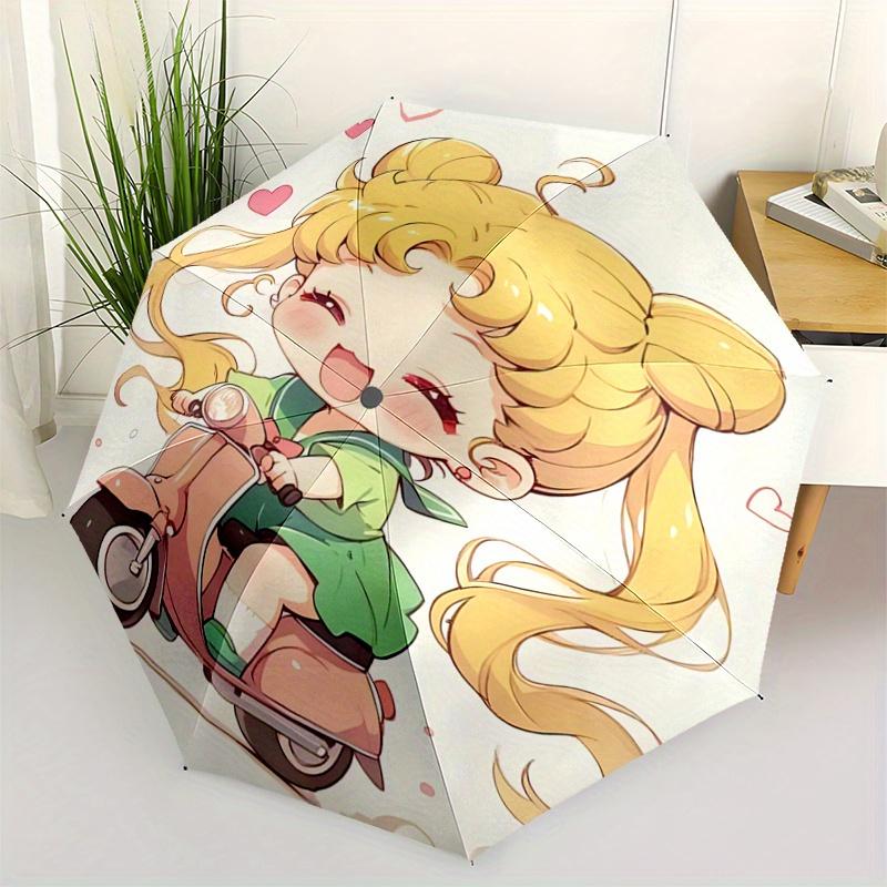 

1pc Sailor Moon Inspired Auto-Folding Umbrella - Portable 3-Fold Design with 8 Iron Ribs, Perfect for Outdoor Use, Festive Gifts, Travelers, Dail