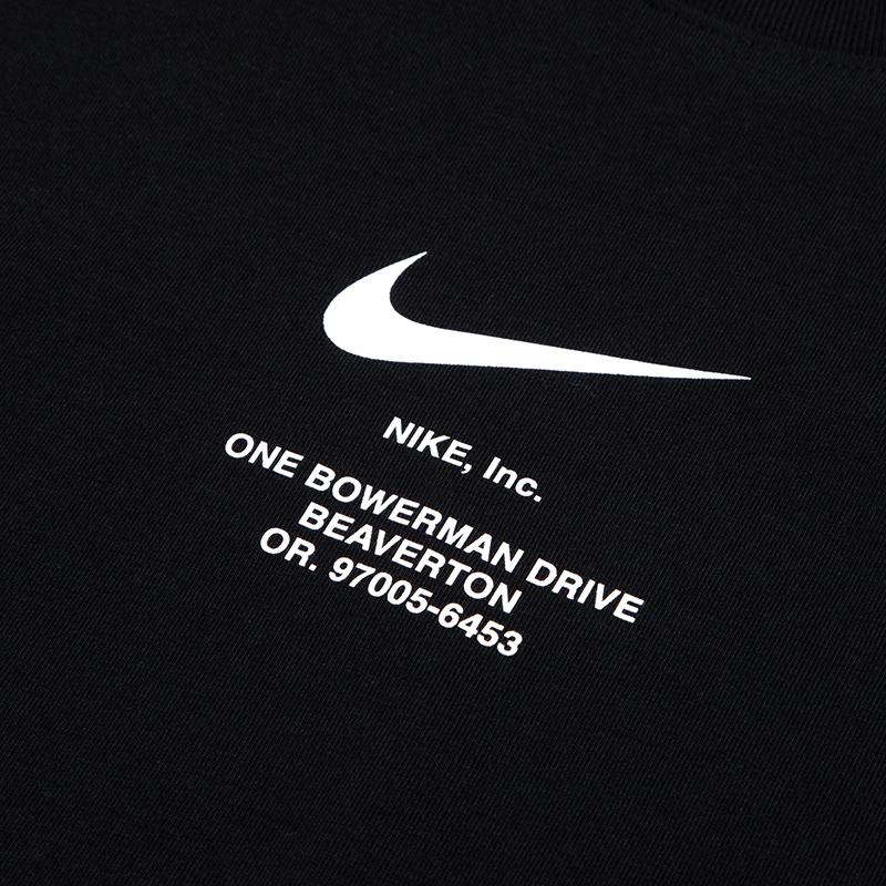 Nike Stort Swoosh Bokstavlogotrykk Amerikansk Retro Sportstrening Casual Rund Hals Kortermet SS23 Senkede Skuldre T-skjorte Herre Topper Svart DZ2882-010