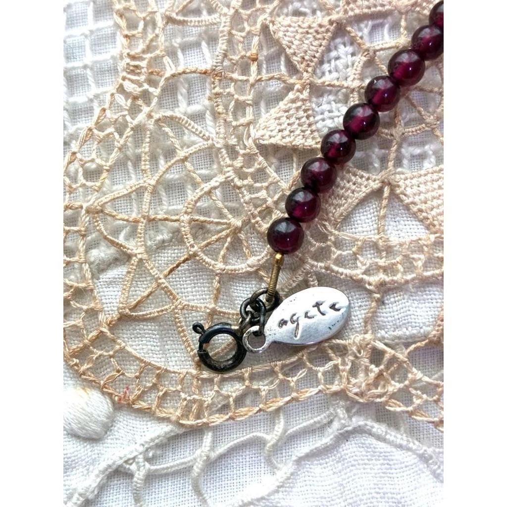 Used agete agate garnet necklace and pendant top silver 925