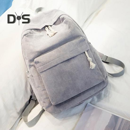 Solid Color Corduroy Backpack Anti-theft Training Knapsack with Adjustable Straps Large Capacity Unisex Schoolbag for Travel Camping Work Gym