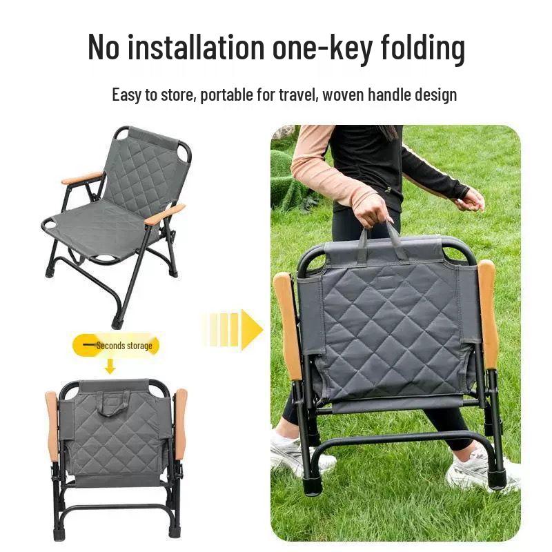 Cotton-Padded Kermit Folding Camping Chair with Backrest for Outdoor Use