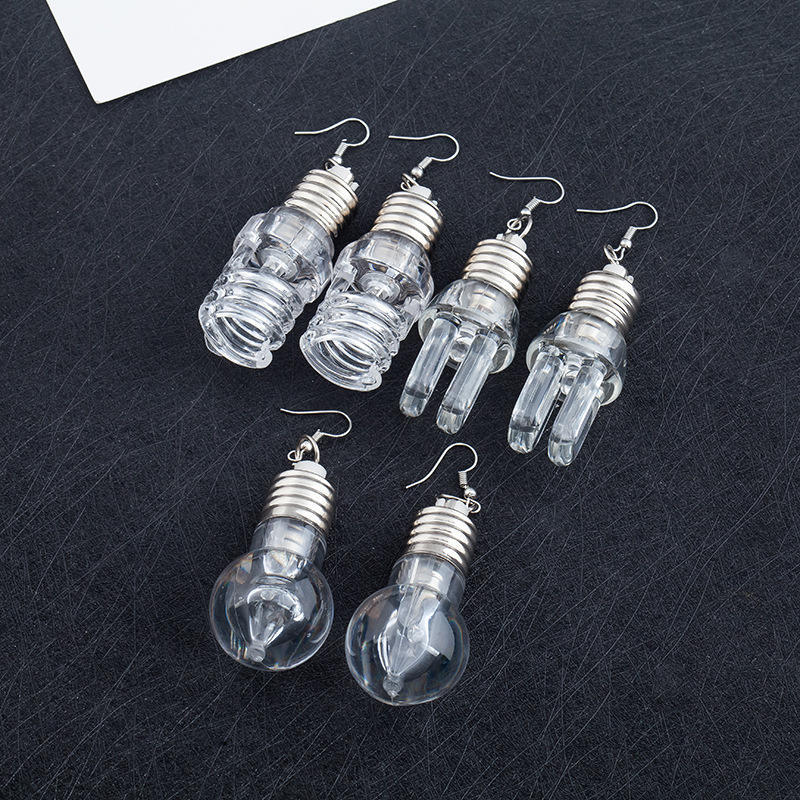 Punk Colorful Light Bulbs Dangle Earrings Women Nightclub Harajuku Funny Luminous Bule Drop Earring Party Fashion Jewelry A764