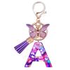 Resin Purple Stone 26 Alphabet Keychain Letter Pendant Backpack Hanging Ornament Classic Retro Practical Durable Bag Charm For Daily Use