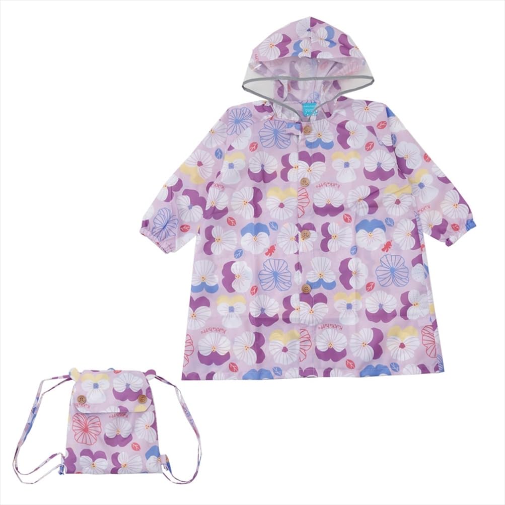 ogawa Kukka with Reflective Backpack with Storage and Adjustable Tucks for Wearing Over a 83383 Kids' Raincoat, 120cm, Hippo, Violet, Tape,