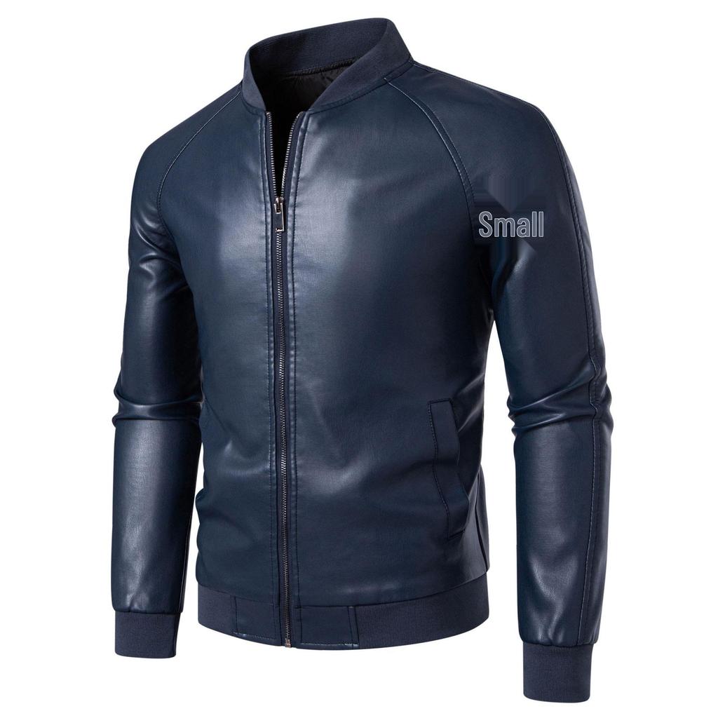 Men's PU Leather Jacket with Stand Collar - Korean Style for Autumn/Winter Casual Wear