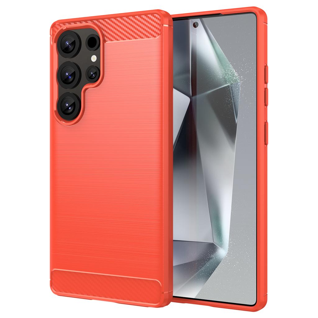 For Samsung Galaxy S25 Ultra Case Carbon Fiber Texture TPU Brushed Phone Cover