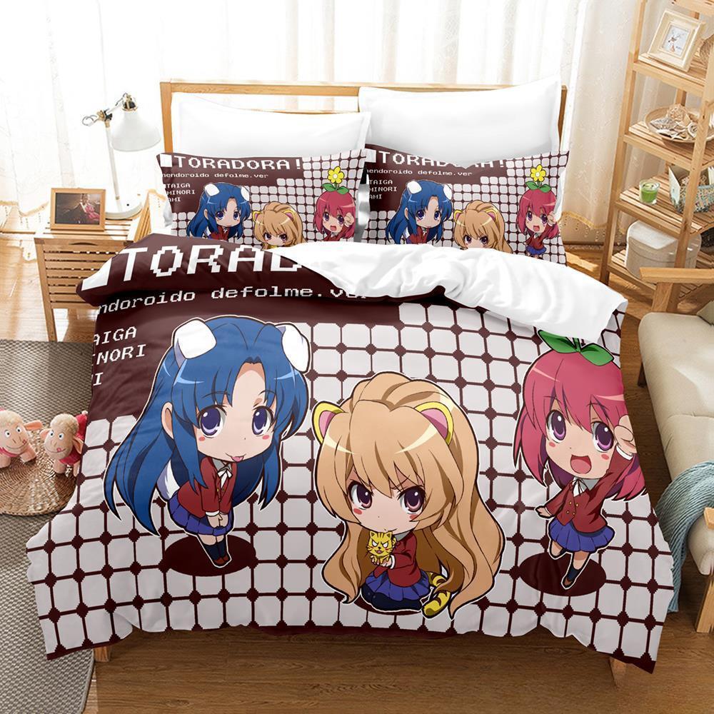 

Комплект постельного белья Toradora Single Twin Full Queen King Size Bed Set Adult Kids Bedroom Duvet Cover Sets 3D Print Anime Bed Sets EU Twin 135x200cm