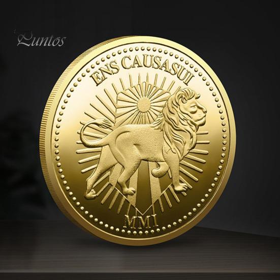 Löwenmünze, Glücksbringer, doppelseitige Münze mit Gravuren der Löwengöttin, Metall-Sammelmünze als Filmrequisite für Sammler, Filmfans