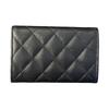 Chanel 24P Diamond Hollow Logo Tri-Fold Leather Wallet Women Wallet Black AP3831-B15620-94305