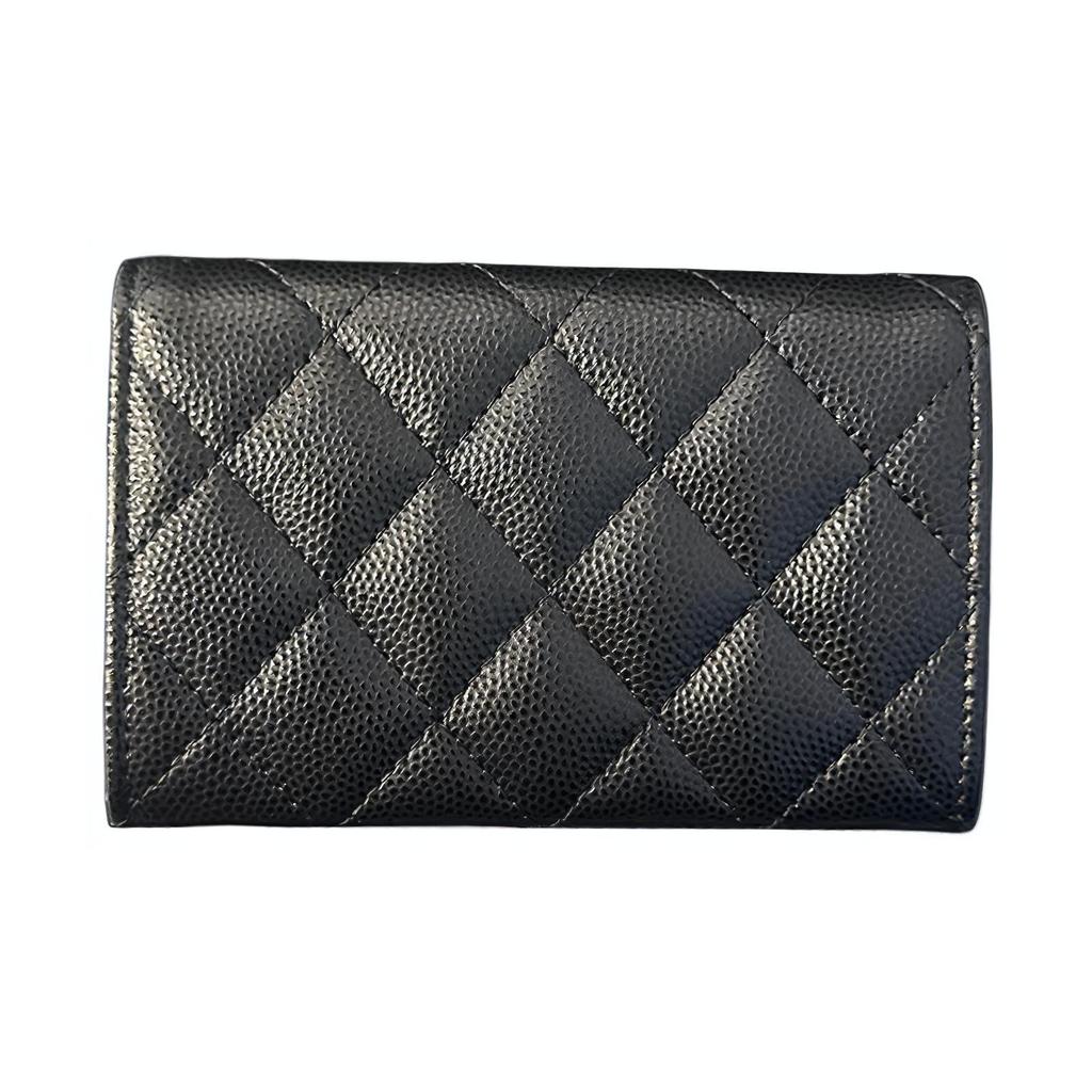 Chanel 24P Diamond Hollow Logo Tri-Fold Leather Wallet Women Wallet Black AP3831-B15620-94305