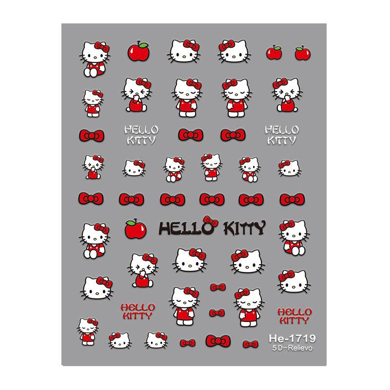 Redanco 5D Hello Kitty Embossed Nail Stickers - 3D Adhesive Decals