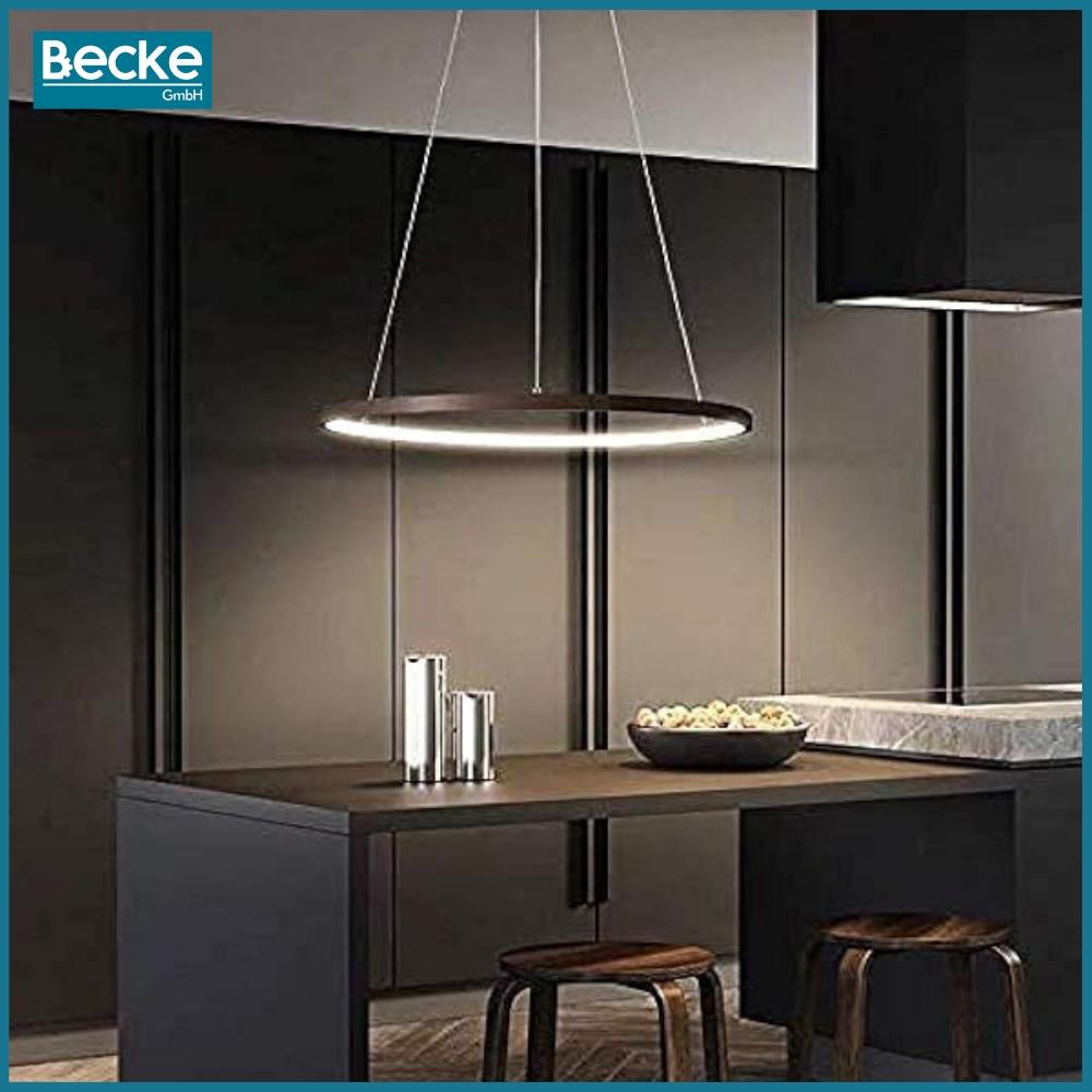 Ringformad LED-taklampa, matt svart, 25W, modern, industriell, hängande, lång, Neutral