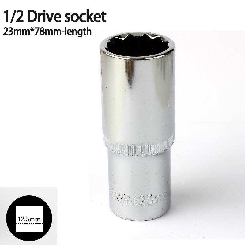1pcs 12 Point 78mm Mirror Deep Socket Head 1/2 Drive Torx Bit Ratchet Wrench Adapter Tool Part 8-32mm Car Repair Tools