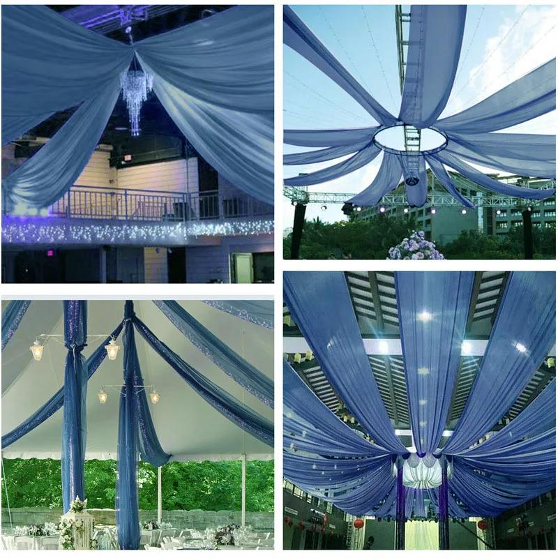 White Wedding Dress Ceiling Drapes Roof Canopy Decor Draping Fabric Chiffon Curtain for Wedding Ceremony Stage Hotel Decoration