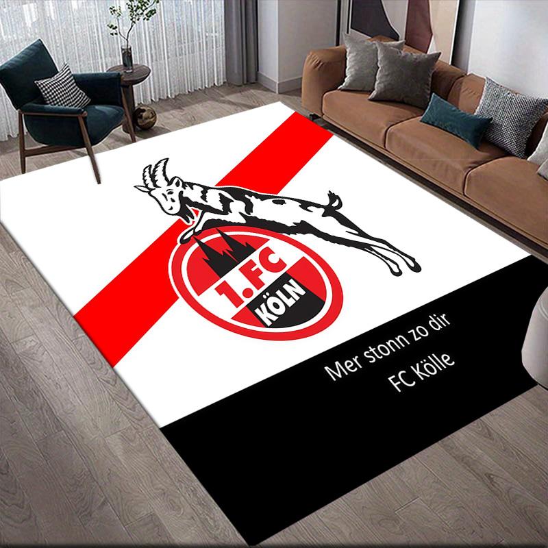 1. Tappeto Quadrato a Fantasia Flanella FC Köln, Tappeto da Area, Tappeto per Soggiorno Camera da Letto Divano Sala Giochi Decorazione, Tappetino Antiscivolo