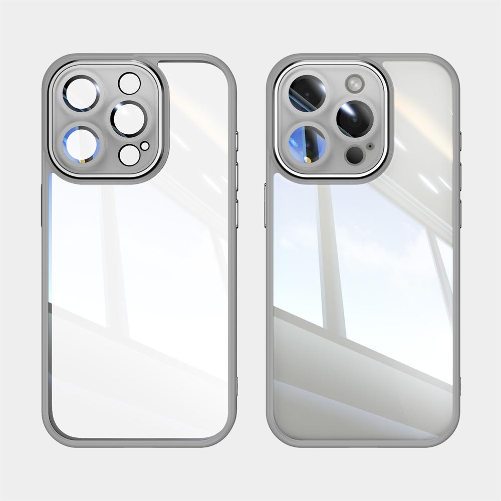 

Metal Transparent Armor Phone Cases For iPhone 16 15 14 13 12 Pro Max 14 Plus 16E Lens Tempered Glass Anti-Fall Protection Cover iPhone 15