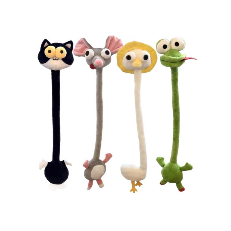 Cute Long Neck Evil Zodiac Plush Pendant Keychain Healing Stuffed Animal Doll Birthday Gift Decor