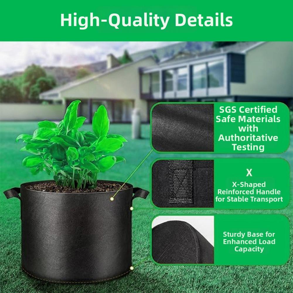 Faltbare Grow Bags Verdickte Stofftöpfe Pflanzenzucht Filz Grow Bags Baumpflanzung