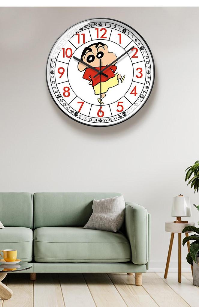 Shin-chan Cartoon Wall Clock: Stylish, Silent, Radio-Controlled for Living Room