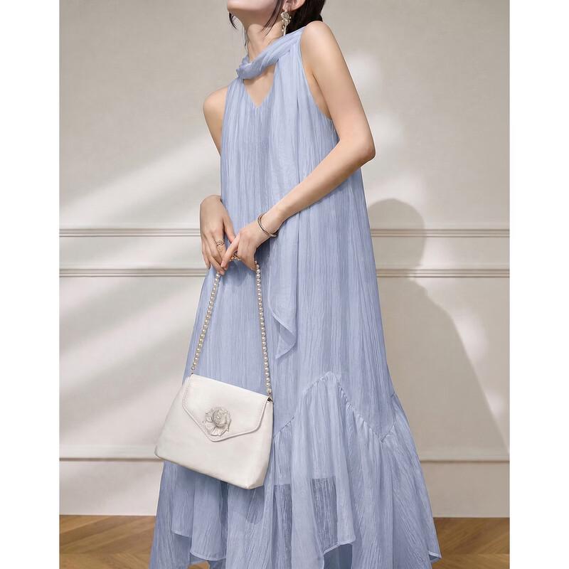 Demana Lyocell V-Neck Ruffled A-Line Maxi Dress