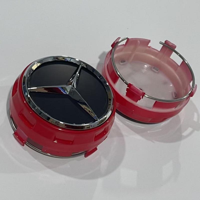 

Car Sticker 4pcs 75mm Black Red Raised Car Styling Wheel Center Cap For Mercedes Benz AMG A0004000900