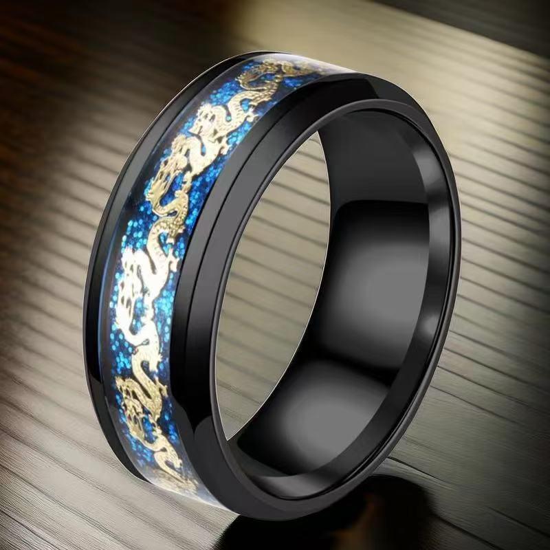 Men's 8mm Retro Titanium Steel Ring: Light Luxury, Niche Design