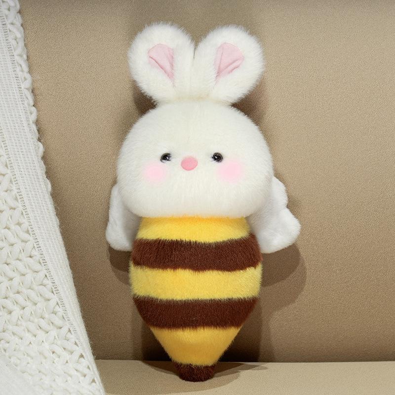 

Cute soft bunny bee doll plush toy lying down rabbit bee doll girl soothing rag doll 35cm