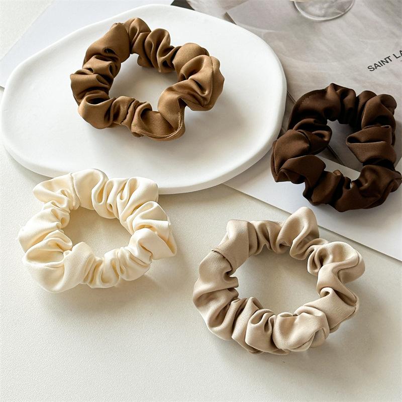 Shimmering Surface Solid Color Hair Ties Lustrous Fine Pleats High Density Elasticity Sophisticated Evening Wear Accessories