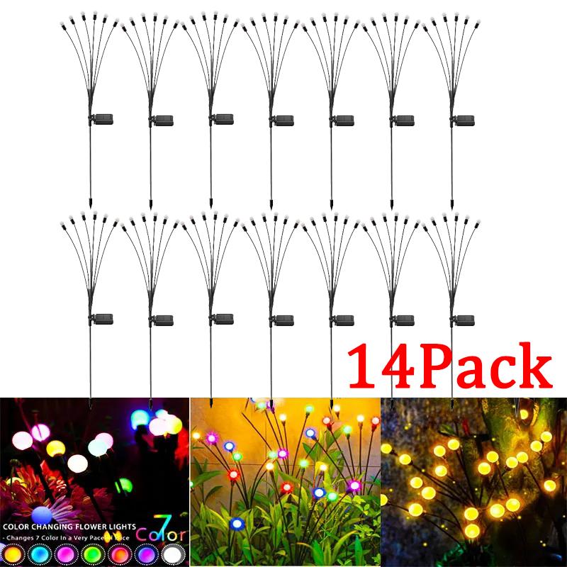 18PC Solar Garden Lights Powered Firefly Lights Outdoor Waterproof Vibrant Garden Lights for Patio Pathway Decoration,Warm