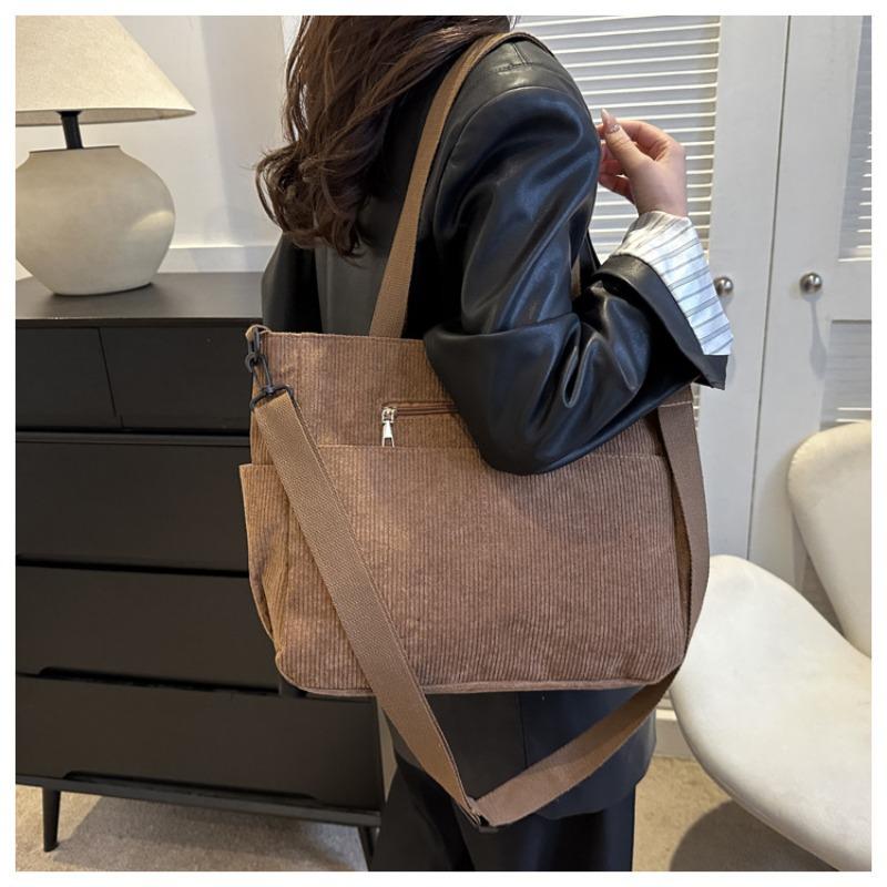 Casual Large Capacity Solid Color Tote Bag Hundred Shoulder Tote Crossbody Bag