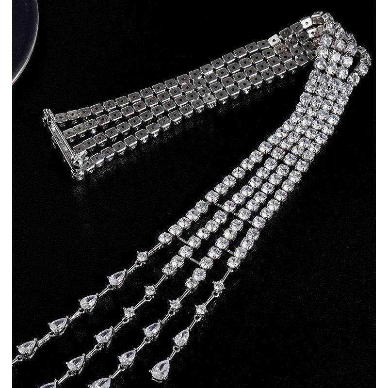 Light Exquisite Crystal Meteor Long Tassel Brooch for Women Sweet Geometry Jewelry Party Gifts