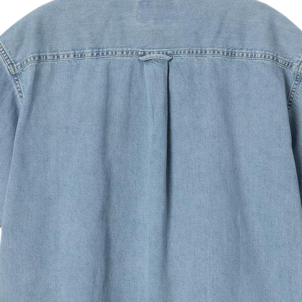 Carhartt WIP SS25 S/S Lucas Shirt Loose Fit Logo Embroidered Single-Breasted Denim Short Sleeve Shirt Men shirts I034575-01-35