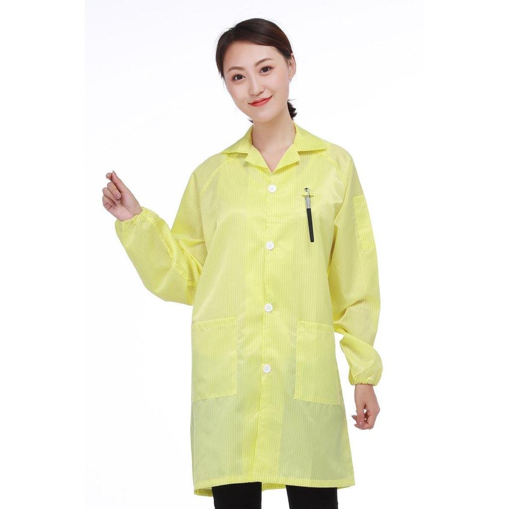 Unisex Anti-static Dustproof Lab Coat for Electronics Work In Blue/White
