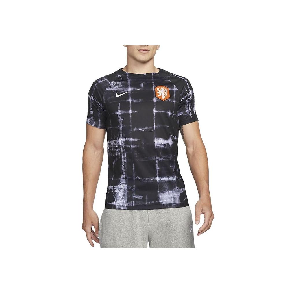 Nike Netherlands National Team Soccer Training Short Sleeve Shirt Men Tops Black DM9550-010